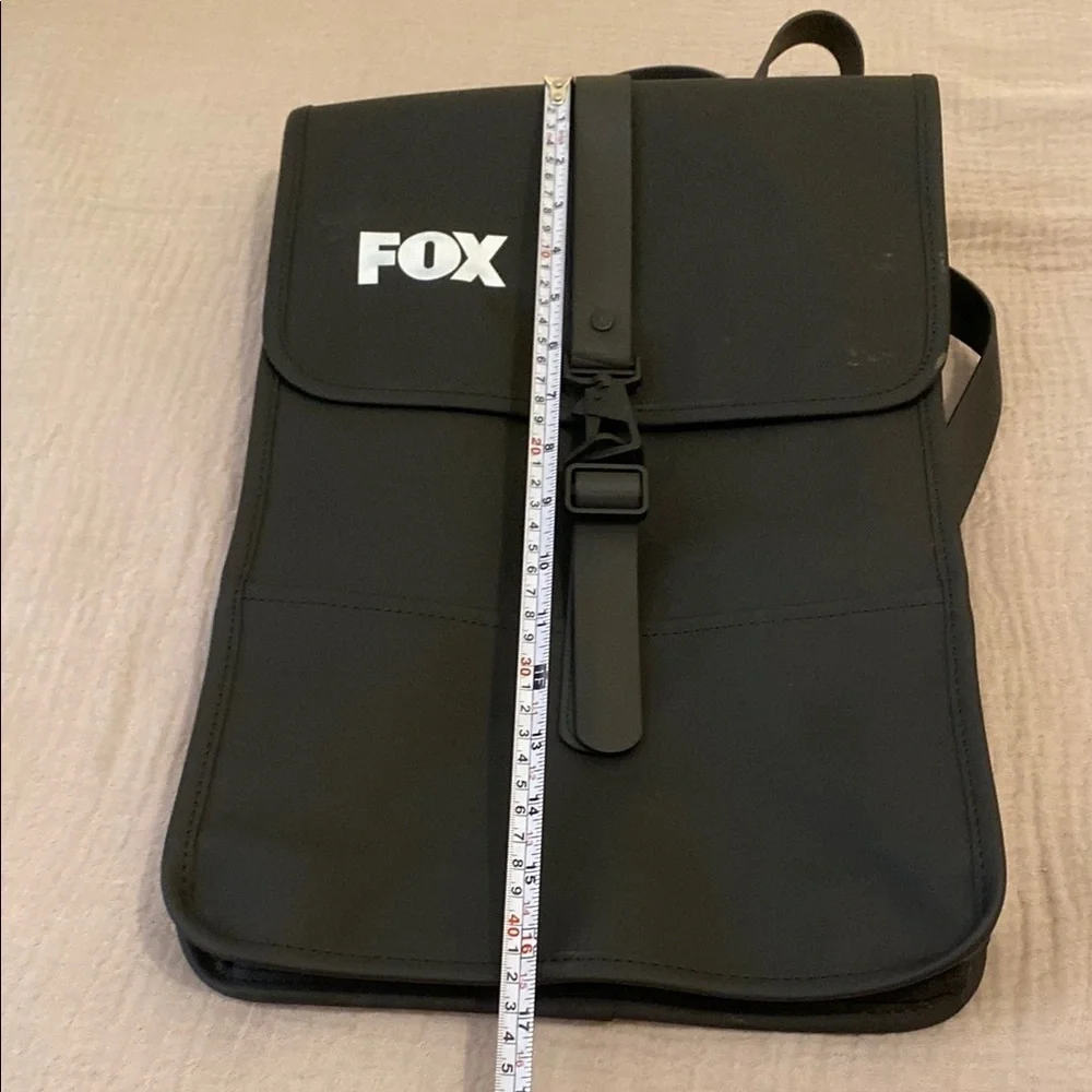 Rains Fox Black Laptop Backpack. Unisex model